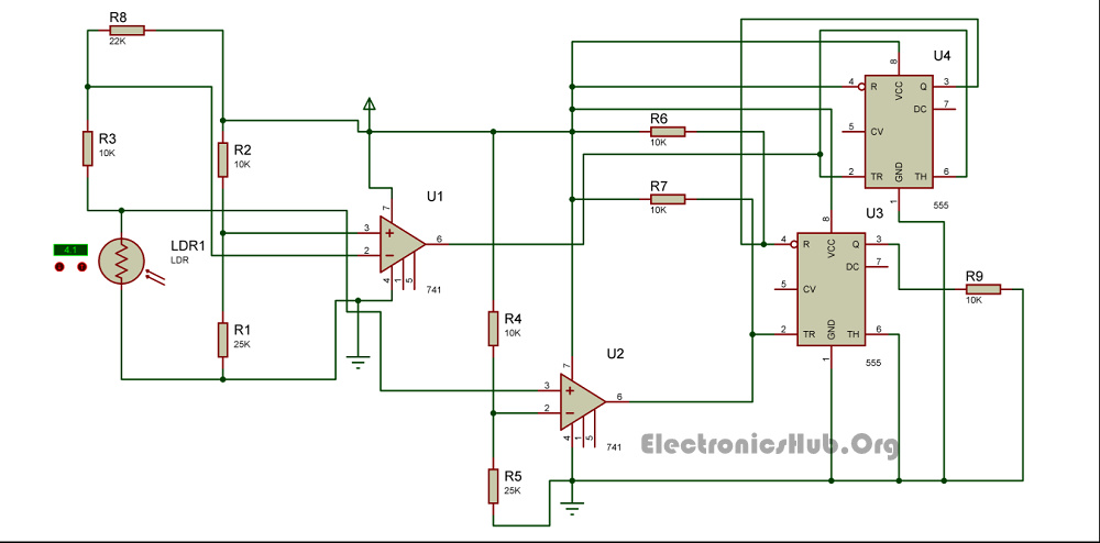Circuit Diagram of Unambiguous Night Lamp Switcher