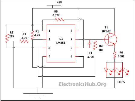 LED Lamp Dimmer Project Circuit Diagram Working