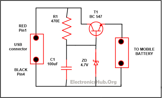 USB Mobile Charger Circuit Diagram