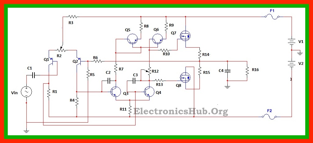 100W MOSFET Power Amplifier Circuit Diagram