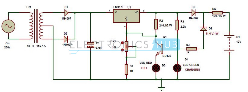 12v Battery Charger Circuit With Auto Cut Off Docx