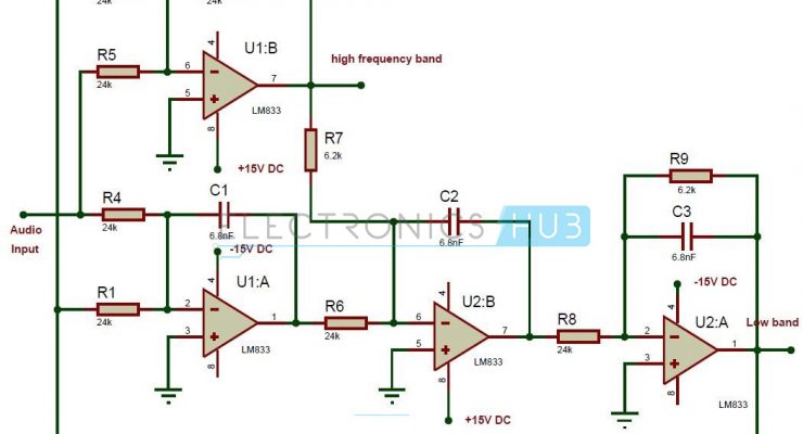 Active Audio Crossover Circuit Electronic Filter Circuits