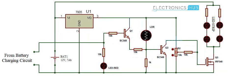 Automatic Led Emergency Light Circuit Diagram Using Ldr