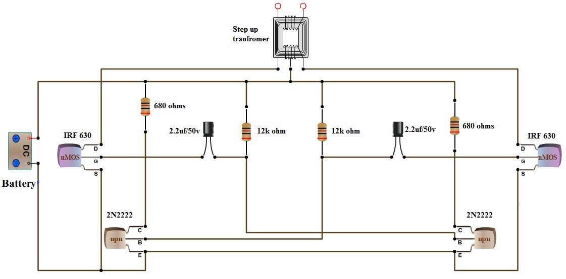 How To Make 12v DC to 220v AC Converter/Inverter Circuit  