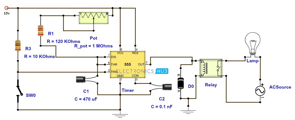 Timer Circuit Diagram with Relay Output