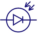 Image of the circuit symbol for a photodiode.
