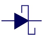 Image of the circuit symbol for a Schottky diode.