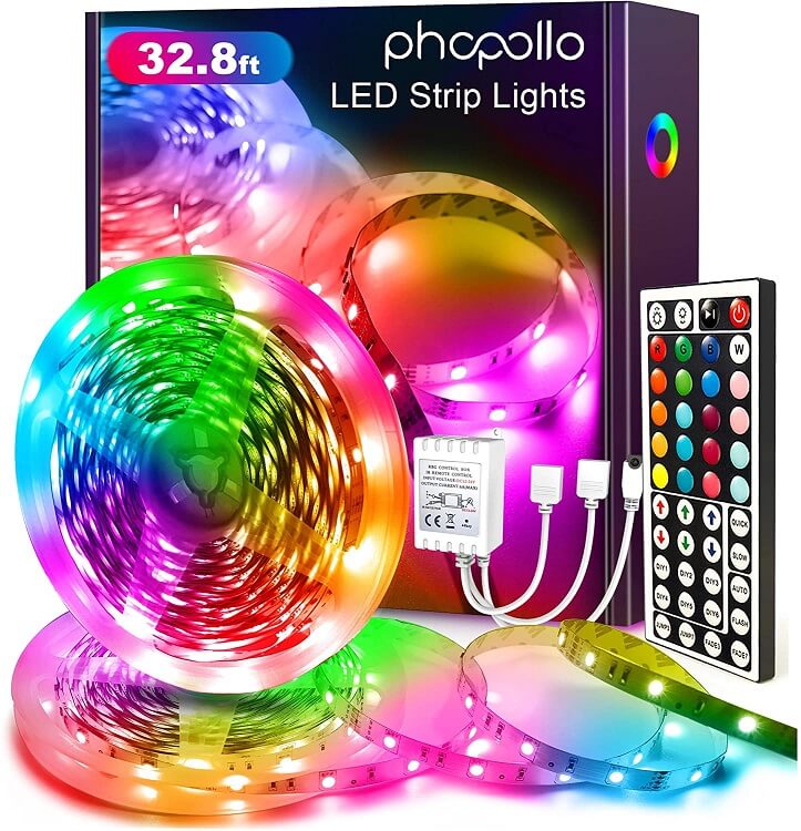Xtreme Lit 32.8ft RGBW Color-Changing Indoor LED Light Strip, Remote Control, Powered by 12V Adapter