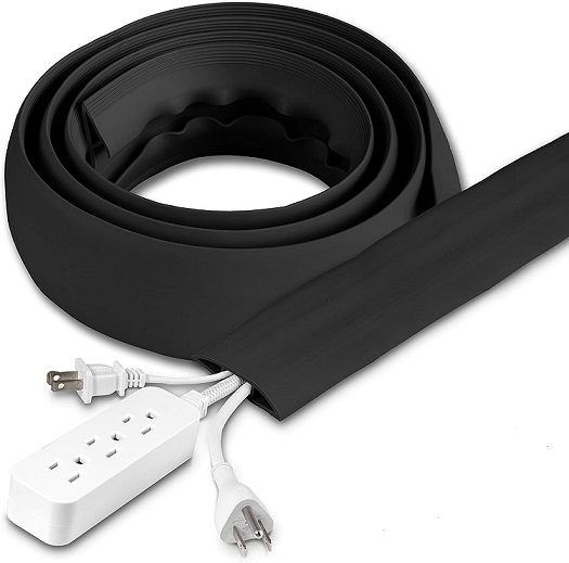 4FT Cord Cover Floor, Beige Cord Hider Floor, Extension Cable Cover Power  Cord Protector Floor, Cable Management Hide Cords on Floor- Soft PVC Wire