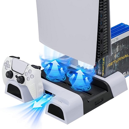  PS5 Cooling Fan with LED Light, Nargos PS5 Accessories Cooler  Fan for Playstation 5 Digital & Disc Edition Console, Efficient Cooling  System : Video Games