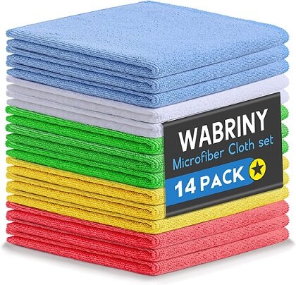 HOMEXCEL Microfiber Cleaning Cloth,12 Pack Cleaning Rag,Cleaning Towels with 4 Color Assorted,12x12
