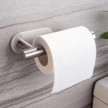 WILIFDOM Toilet Paper Holder Black 3M Self Adhesive Bathroom Paper Towel Roll Holder, Toilet Roll Holder Stainless Steel Wall Mount