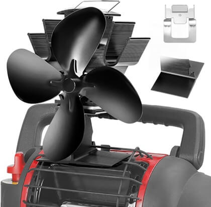 Wood Stove Fan Heat Powered Dual Silent Motors 4 Blades Non