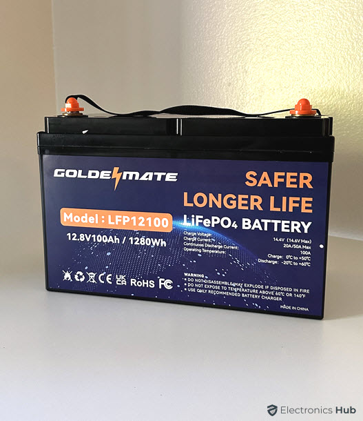 GOLDENMATE 12V 100Ah LiFePO4 Lithium Battery Review - ElectronicsHub