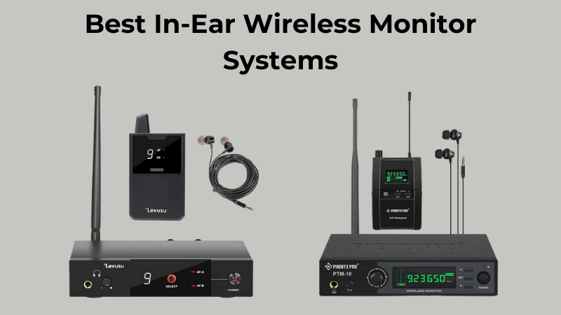 UHF Wireless in-Ear Monitor System with Earphone,180Ft, Professional IEM  Stereo System Transmitter and Beltpack Receiver for Studio, Band Rehearsal