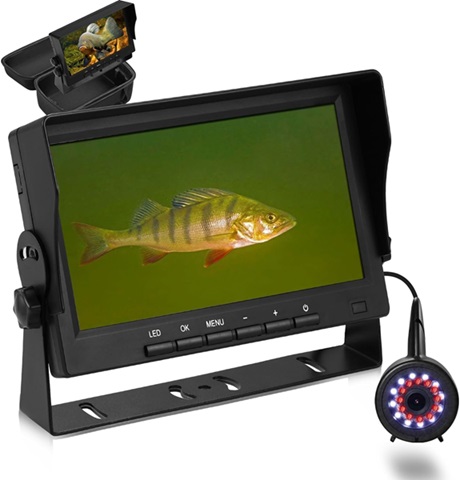 Underwater Fishing Camera, Anysun Ice Fishing Camera Portable Video Cameras  Fish Finder with 7'' HD Monitor and Waterproof 12 Lights Fishing Camera