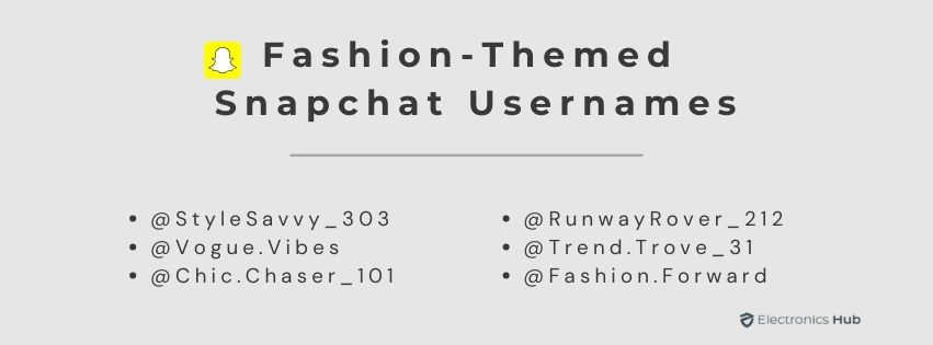 Fashion-Themed Snapchat Usernames