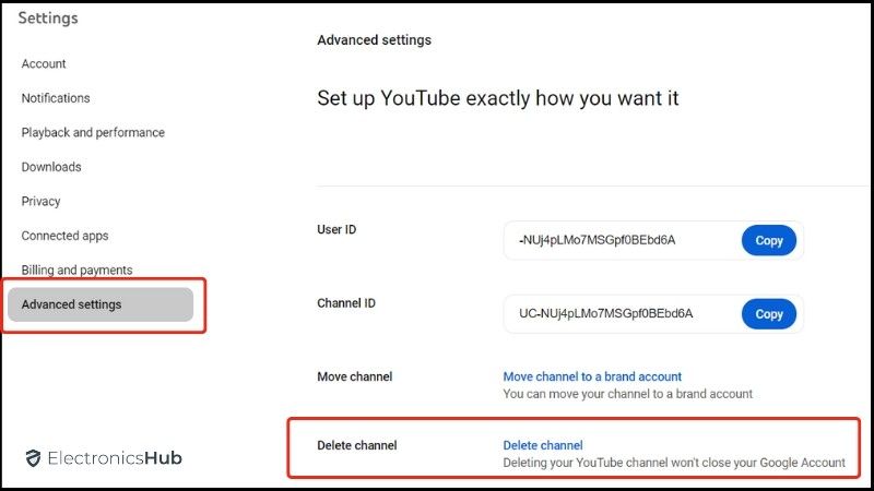 Advanced Settings-youtube accounts deleted