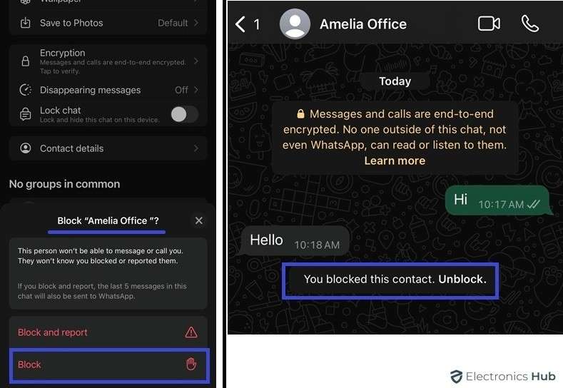 Blocked the contact-How to block person in WhatsApp