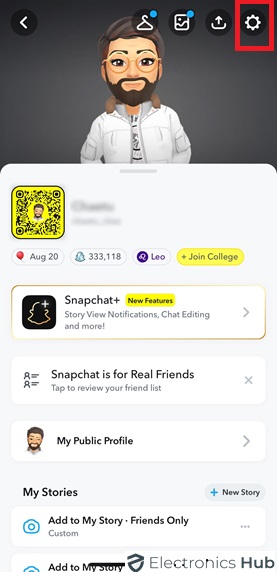 Click On Settings to Enable Dark Mode on Snapchat