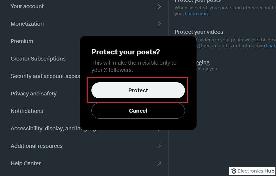 Click Protect-private account on twitter