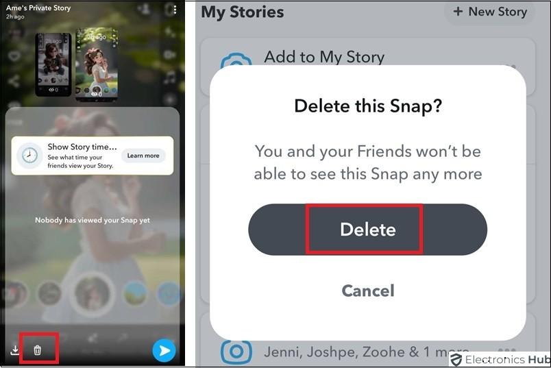 Confirm Delete Story-How do you delete a story on Snapchat