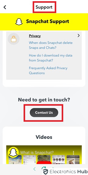 Contact Snapchat Support To Recover Deleted Account