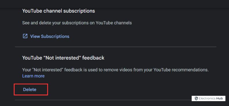 Delete button-block youtube channel from showing up