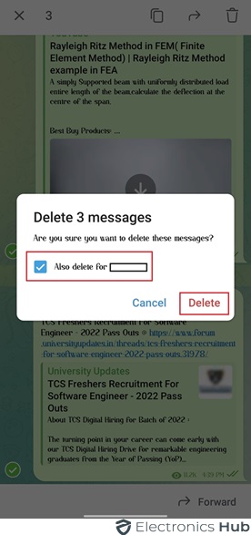 Delete message-remove contacts from telegram on iPhone
