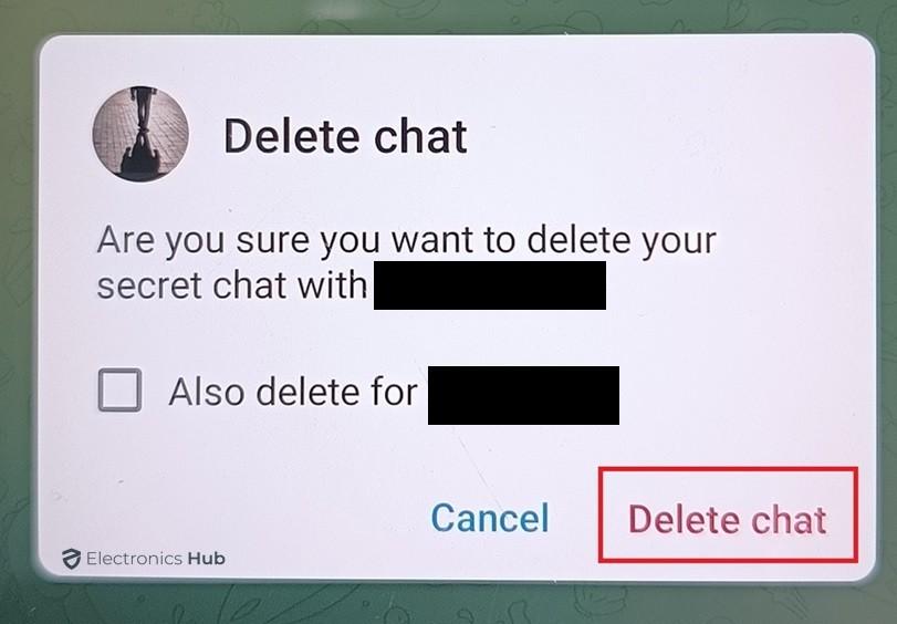 Delete chat-secret chat telegram