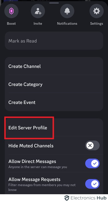 Edit server profile - Mobile