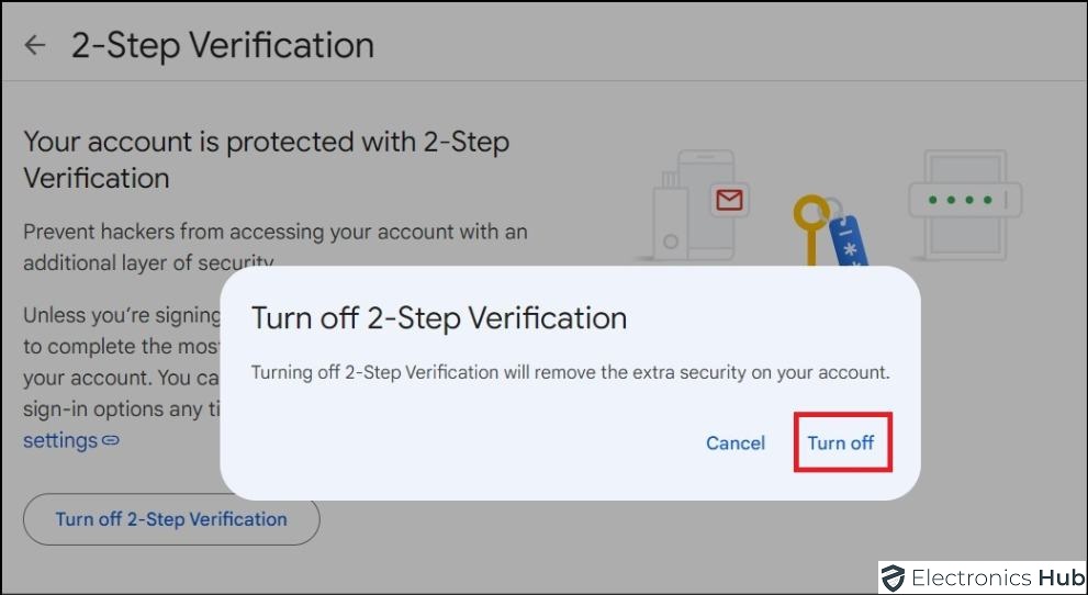 Gmail 2-step verification turn-off button