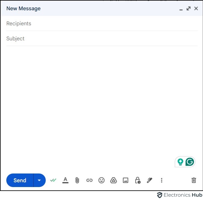 Gmail compose window- Desktop