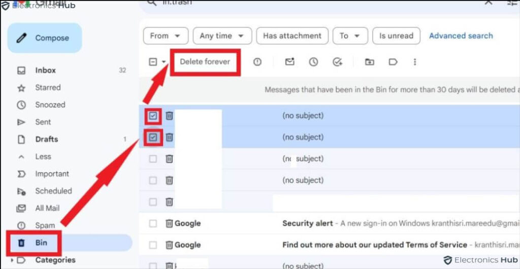 Gmail delete forever-delete trash on Gmail