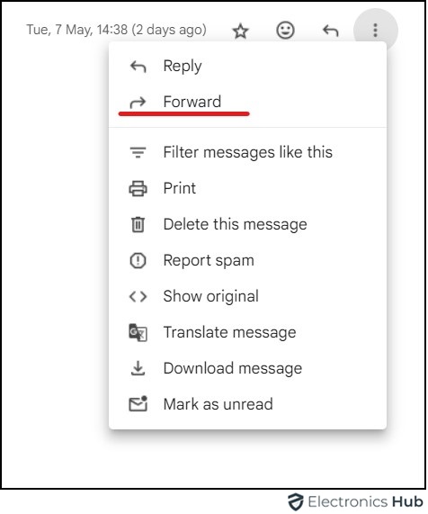 Gmail forward option- Desktop