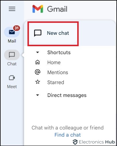 Gmail new chat icon- Desktop