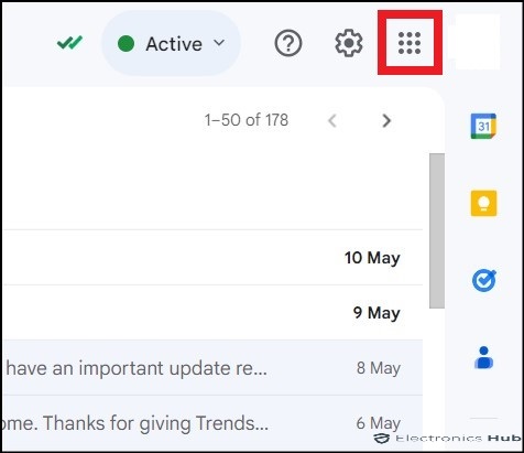 Gmail waffle icon-contacts list in gmail