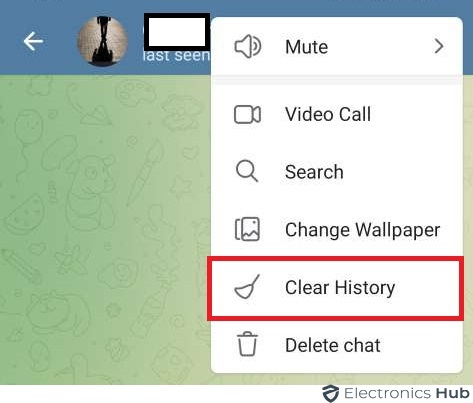 Go to History-telegram remove contact