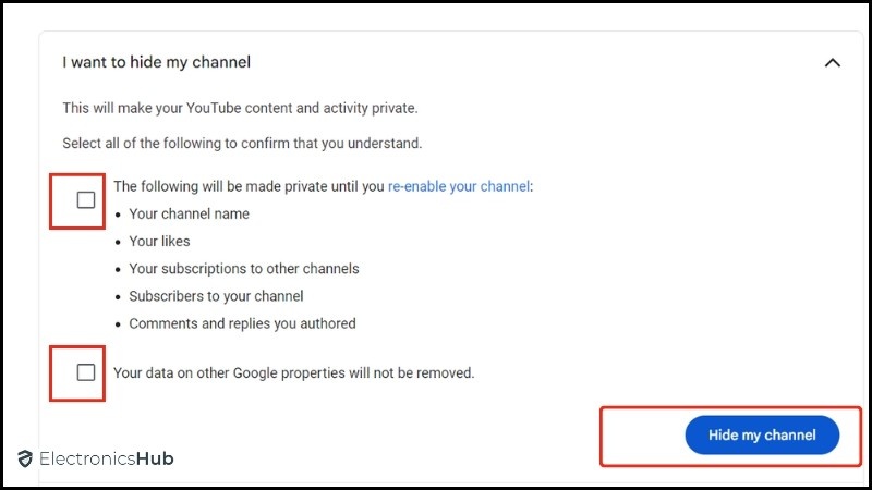 Hide My Channel-delete youtube channel