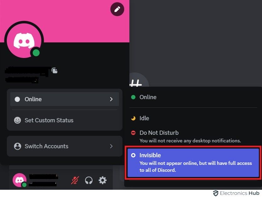 Invisible-appear offline discord