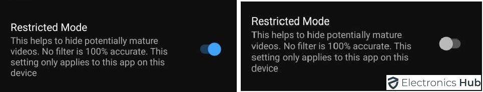 Mobile- youtube restricted mode off