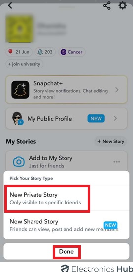 Pick Your Story Type - Make Private Story