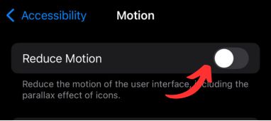Reduce motion - iOS 18