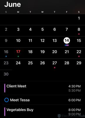 Remainder in calendar - iOS 18