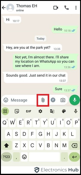 Select Attach Sign to Share Location (Android)