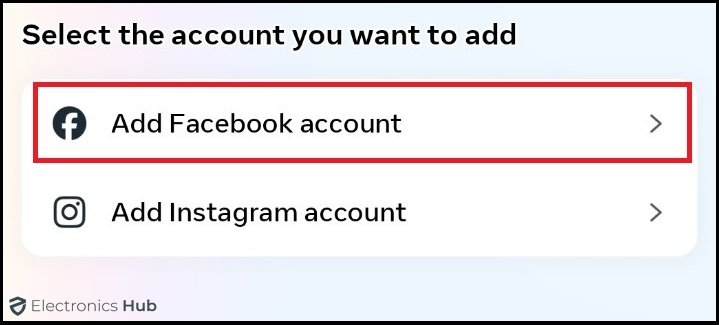 Select Facebook account-how to link ig to fb
