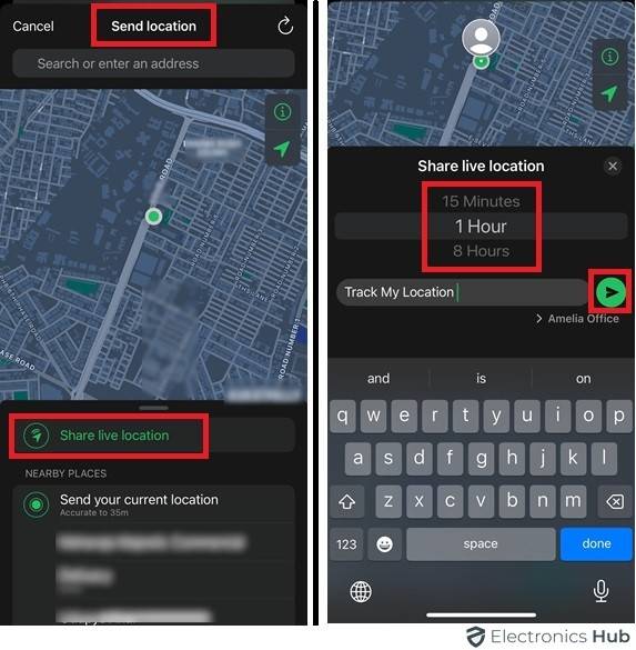 Select Live Location-Share location on Whatsapp