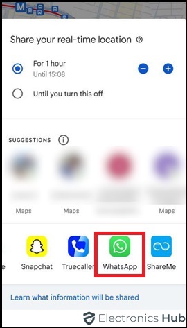Select the contact to share the location via google maps