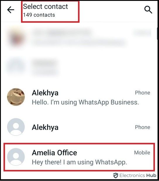 Select account to block-Blocked someone on WhatsApp