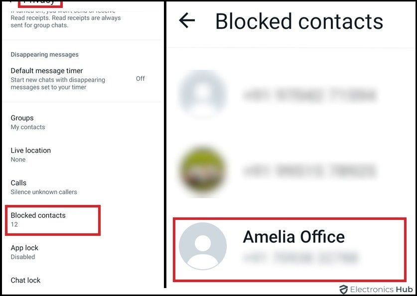 Select the Contact to unblock-How to block person in WhatsApp